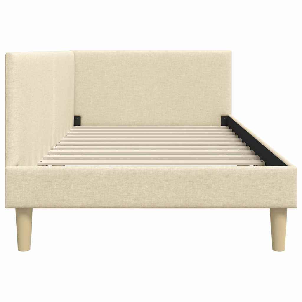 vidaXL Cadru de pat colțar cu headboard Crem 80 cm x 200 cm Catifea