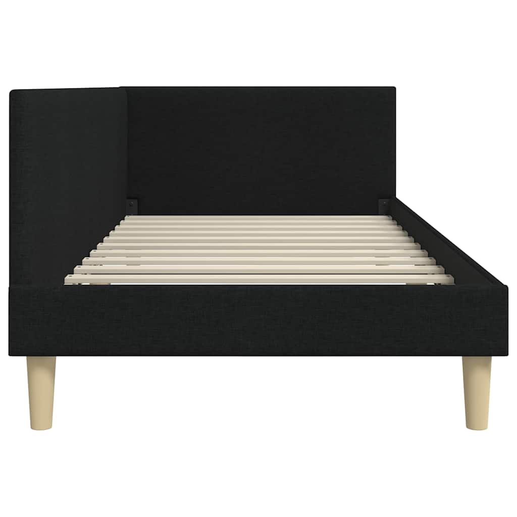 vidaXL Cadru de pat colțar cu headboard Negru 90 cm x 190 cm Catifea