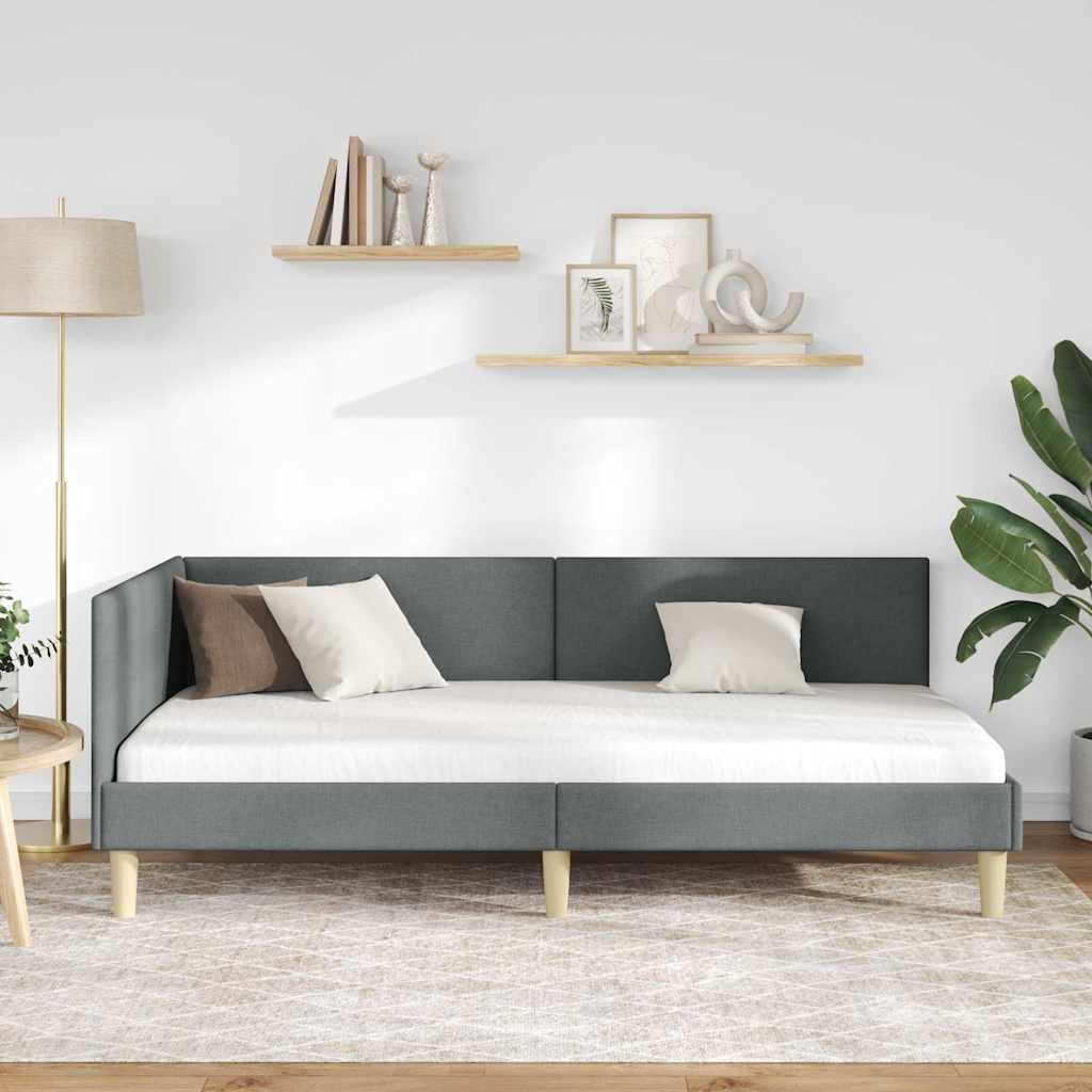 vidaXL Cadru de pat colțar Gri închis 90 cm x 200 cm Catifea