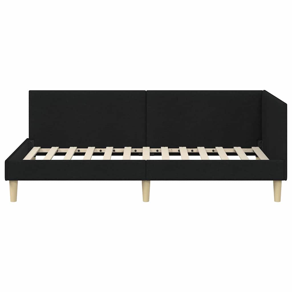 vidaXL Cadru de pat colțar cu headboard Negru 90 cm x 200 cm Catifea