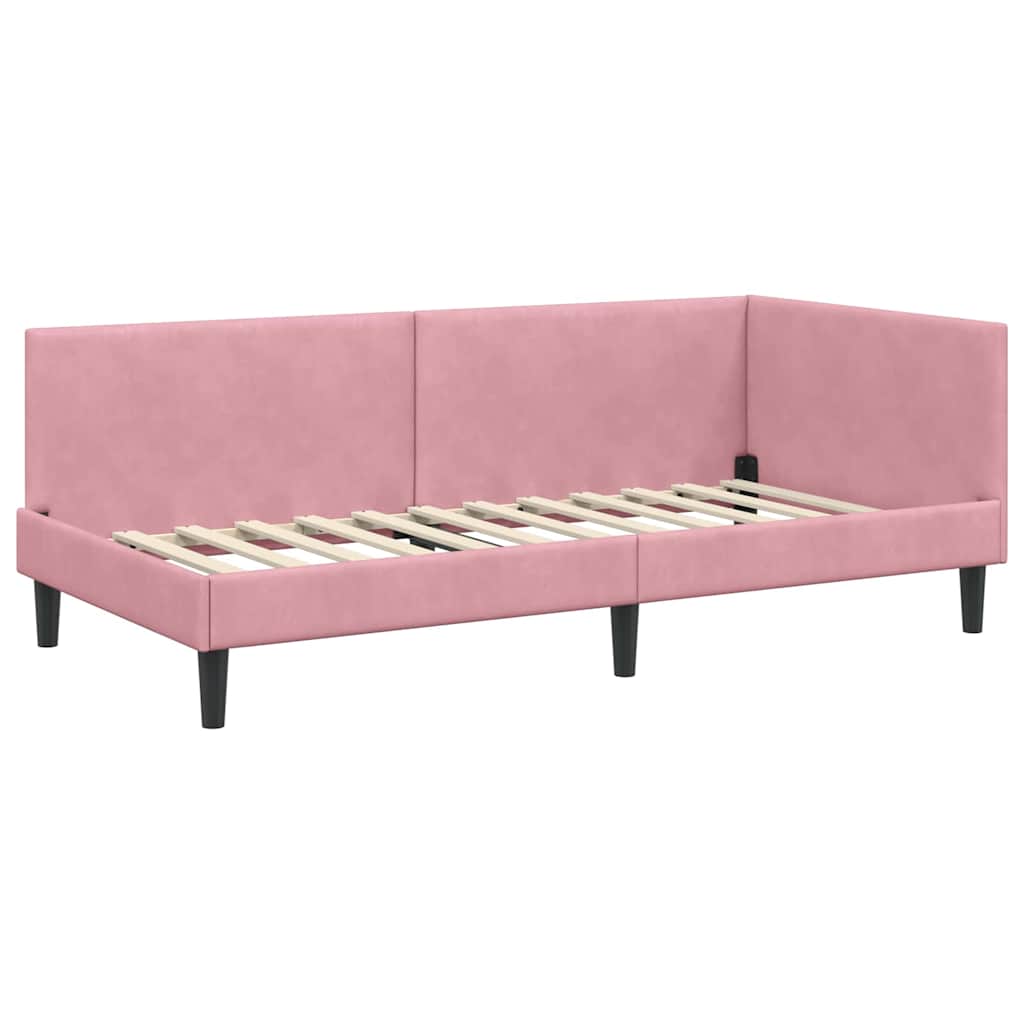 vidaXL Cadru de pat colțar cu headboard Roz 80 cm x 200 cm Catifea