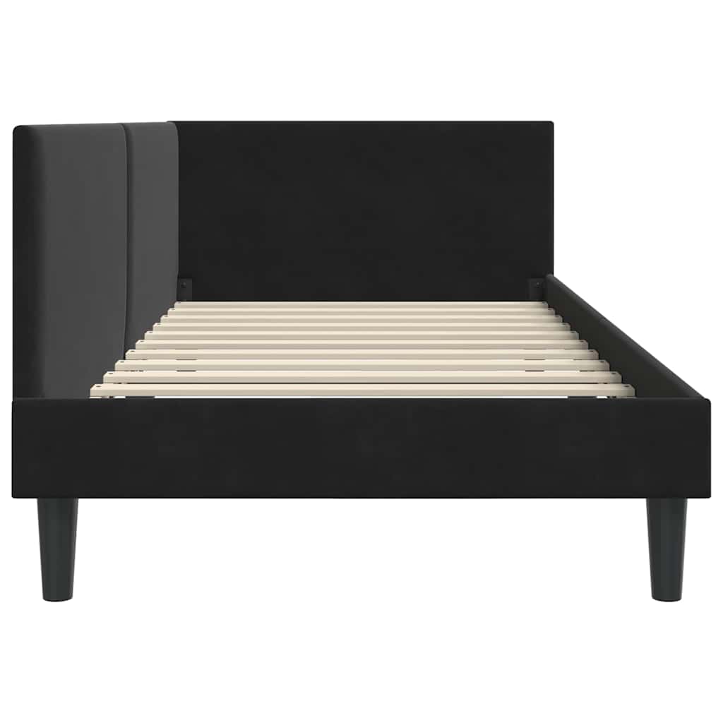 vidaXL Cadru de pat colțar cu headboard Negru 80 cm x 200 cm Catifea