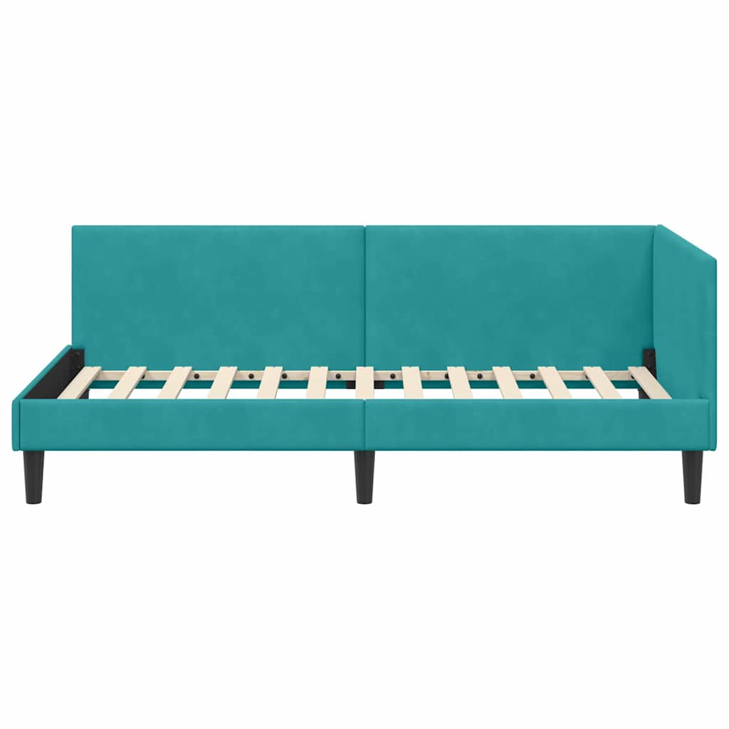 vidaXL Cadru de pat colțar cu headboard Turcoaz 80 cm x 200 cm Catifea