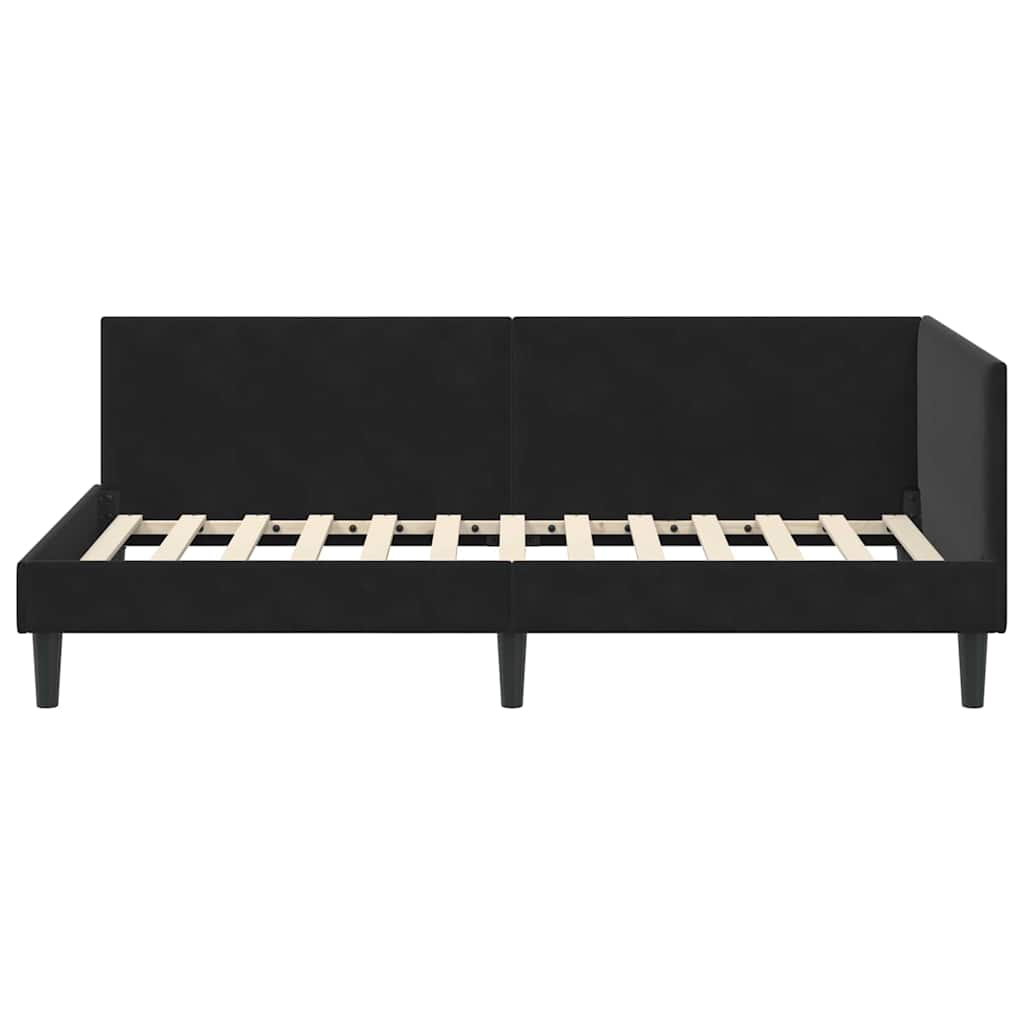 vidaXL Cadru de pat colțar cu headboard Negru 90 cm x 200 cm Catifea