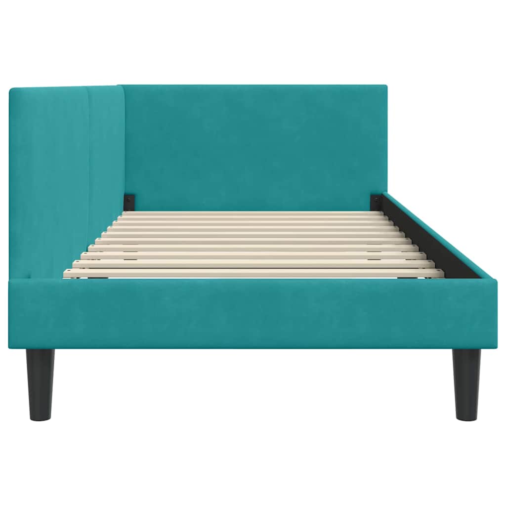 vidaXL Cadru de pat colțar cu headboard Turcoaz 90 cm x 200 cm Catifea