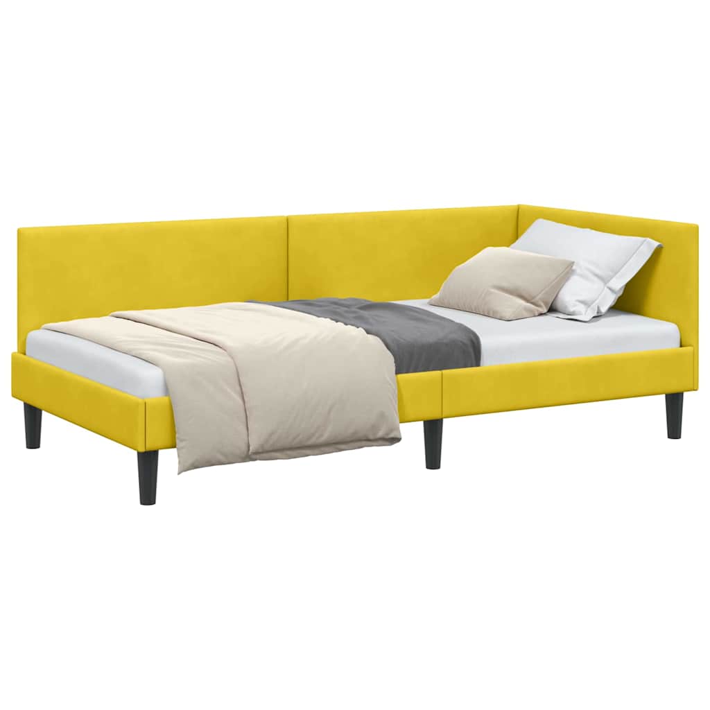 vidaXL Cadru de pat colțar cu headboard Galben 100 cm x 200 cm Catifea
