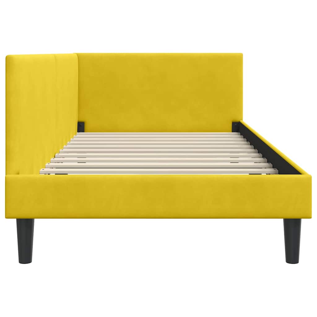 vidaXL Cadru de pat colțar cu headboard Galben 100 cm x 200 cm Catifea