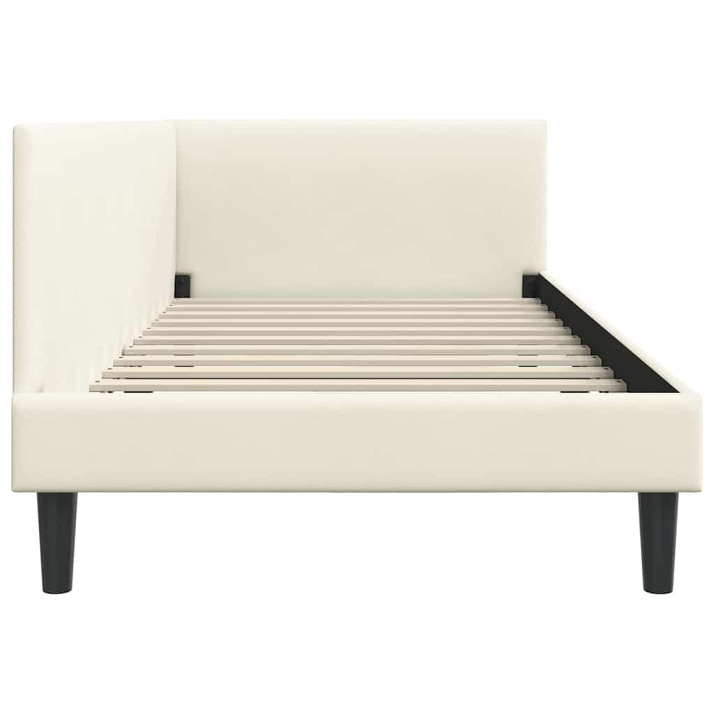 vidaXL Cadru de pat colțar cu headboard Crem 100 cm x 200 cm Catifea