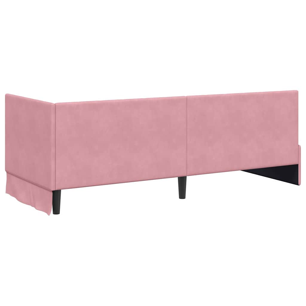 vidaXL Cadru de pat colțar cu headboard Roz 80 cm x 200 cm Catifea
