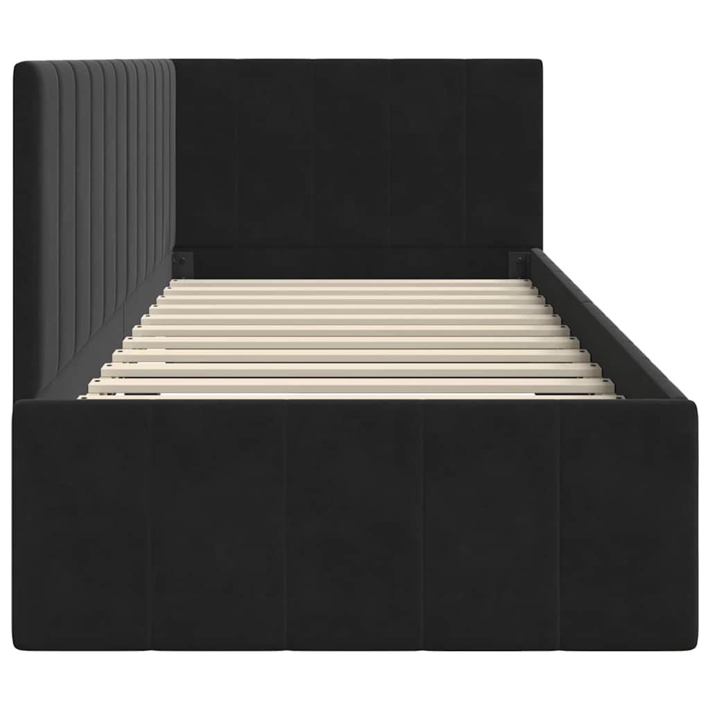 vidaXL Cadru de pat colțar cu headboard Negru 80 cm x 200 cm Catifea