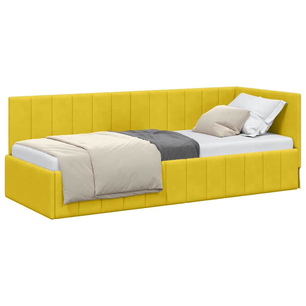 vidaXL Cadru de pat colțar cu headboard Galben 80 cm x 200 cm Catifea