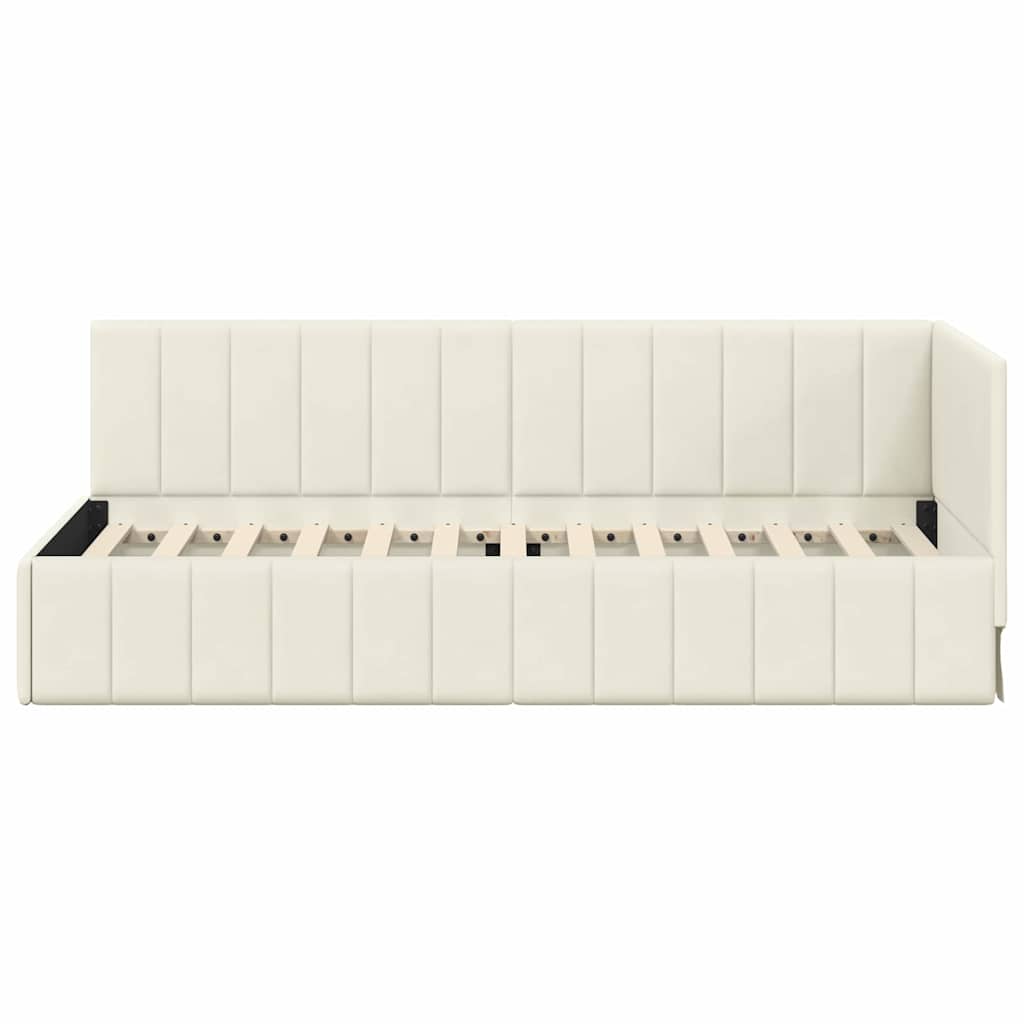 vidaXL Cadru de pat colțar cu headboard Crem 80 cm x 200 cm Catifea