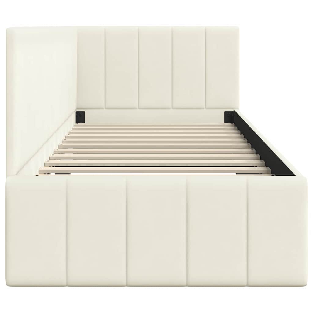 vidaXL Cadru de pat colțar cu headboard Crem 80 cm x 200 cm Catifea