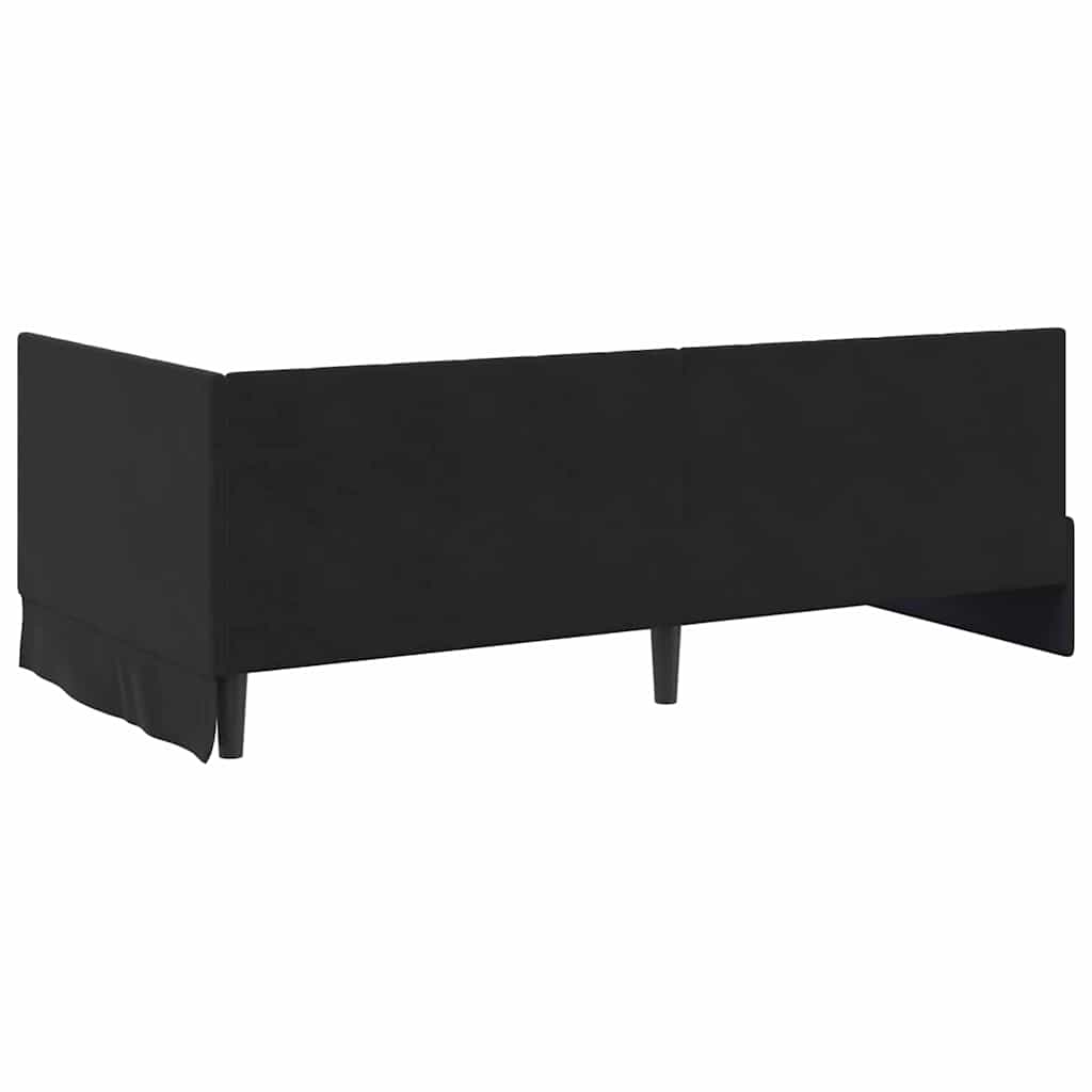 vidaXL Cadru de pat colțar cu headboard Negru 90 cm x 200 cm Catifea