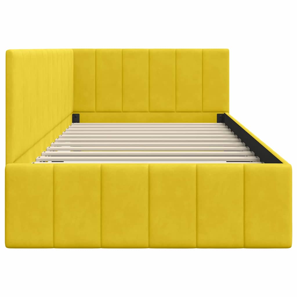 vidaXL Cadru de pat colțar cu headboard Galben 90 cm x 200 cm Catifea