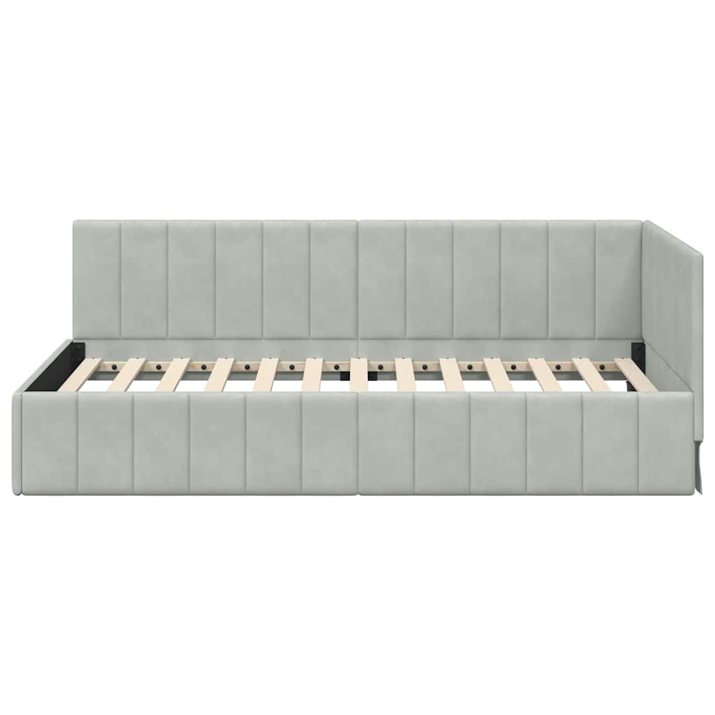 vidaXL Cadru de pat colțar Gri deschis 100 cm x 200 cm Catifea