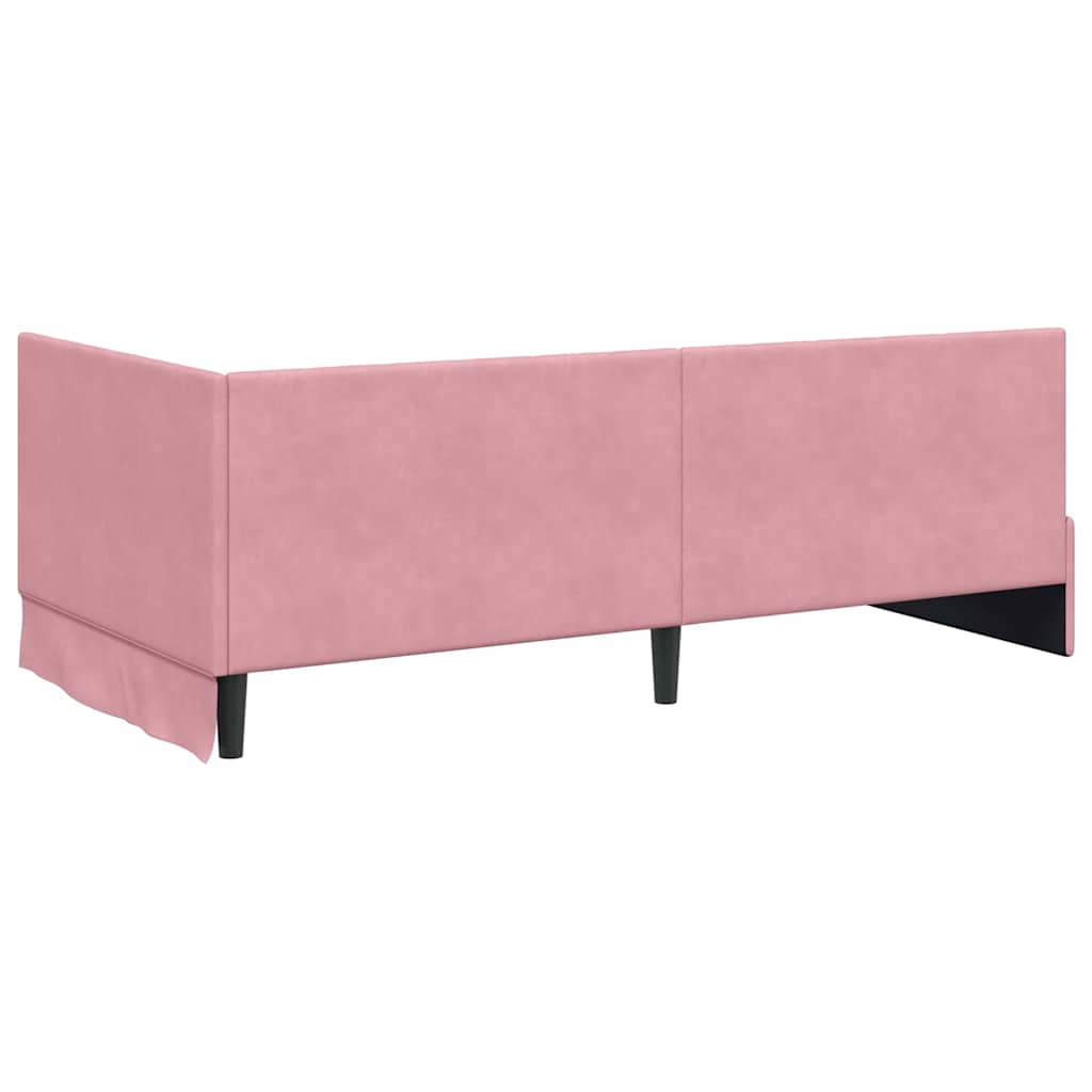 vidaXL Cadru de pat colțar cu headboard Roz 100 cm x 200 cm Catifea