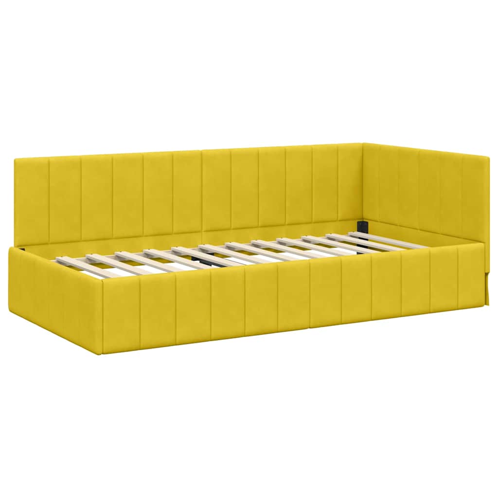 vidaXL Cadru de pat colțar cu headboard Galben 100 cm x 200 cm Catifea