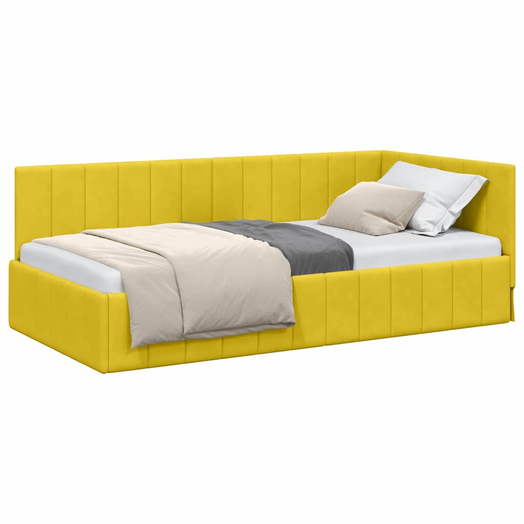 vidaXL Cadru de pat colțar cu headboard Galben 100 cm x 200 cm Catifea