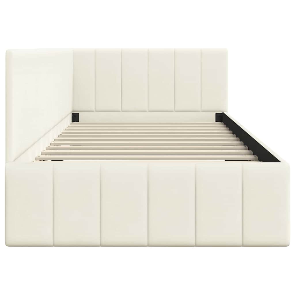 vidaXL Cadru de pat colțar cu headboard Crem 100 cm x 200 cm Catifea