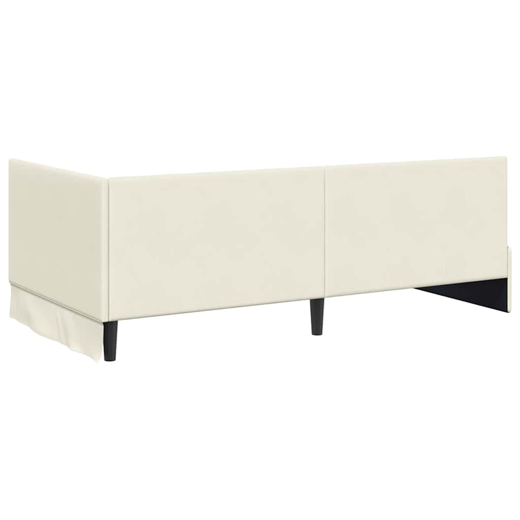 vidaXL Cadru de pat colțar cu headboard Crem 100 cm x 200 cm Catifea