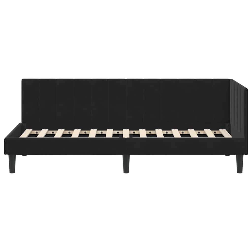 vidaXL Cadru de pat colțar cu headboard Negru 80 cm x 200 cm Catifea