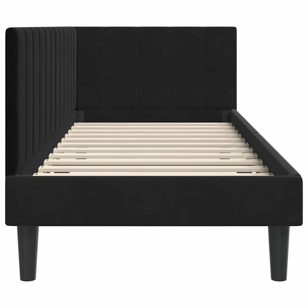 vidaXL Cadru de pat colțar cu headboard Negru 80 cm x 200 cm Catifea