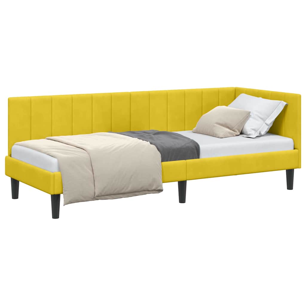 vidaXL Cadru de pat colțar cu headboard Galben 80 cm x 200 cm Catifea