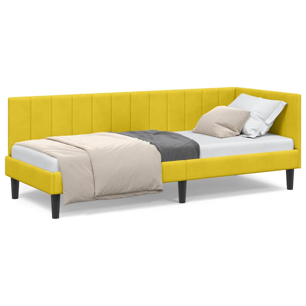 vidaXL Cadru de pat colțar cu headboard Galben 80 cm x 200 cm Catifea