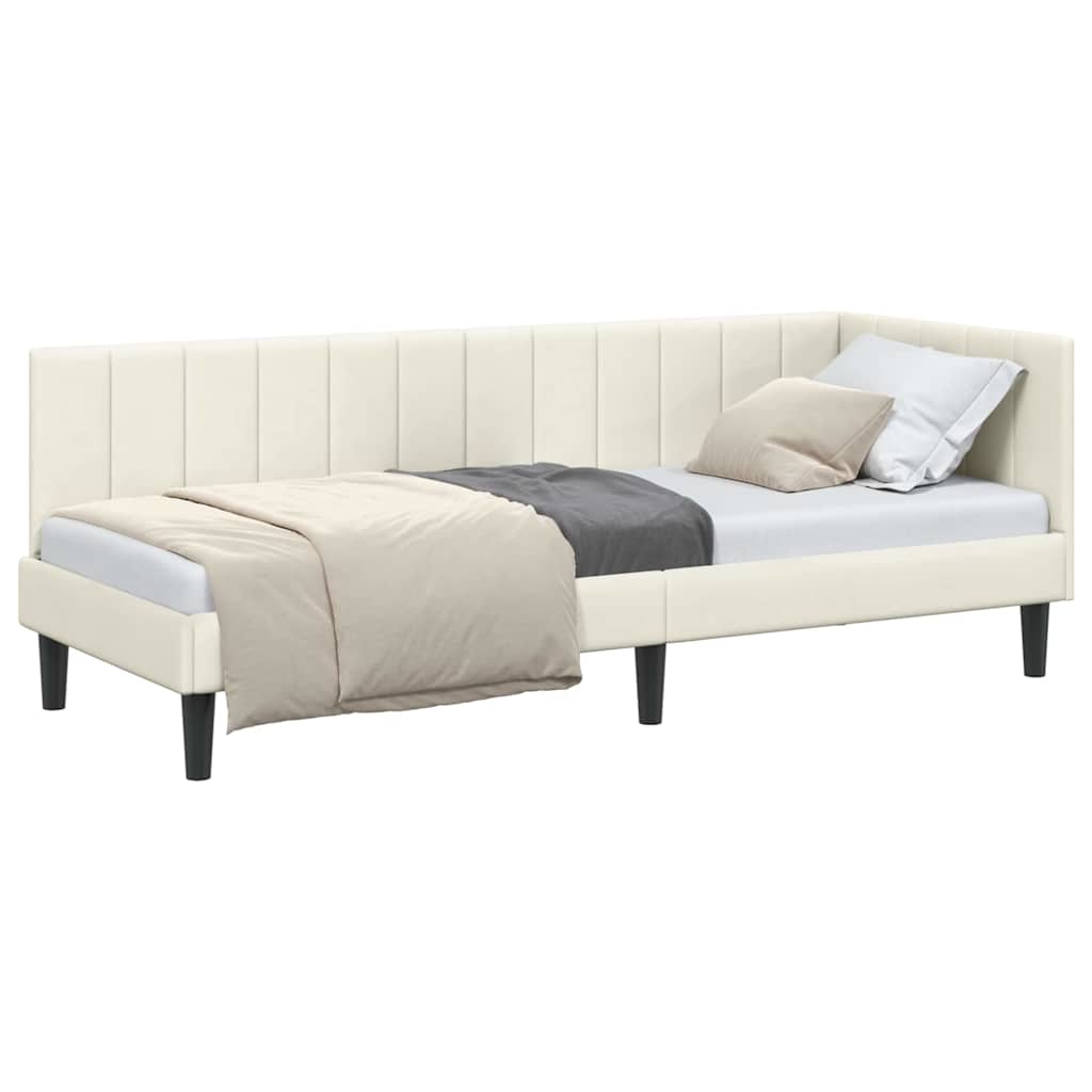 vidaXL Cadru de pat colțar cu headboard Crem 80 cm x 200 cm Catifea