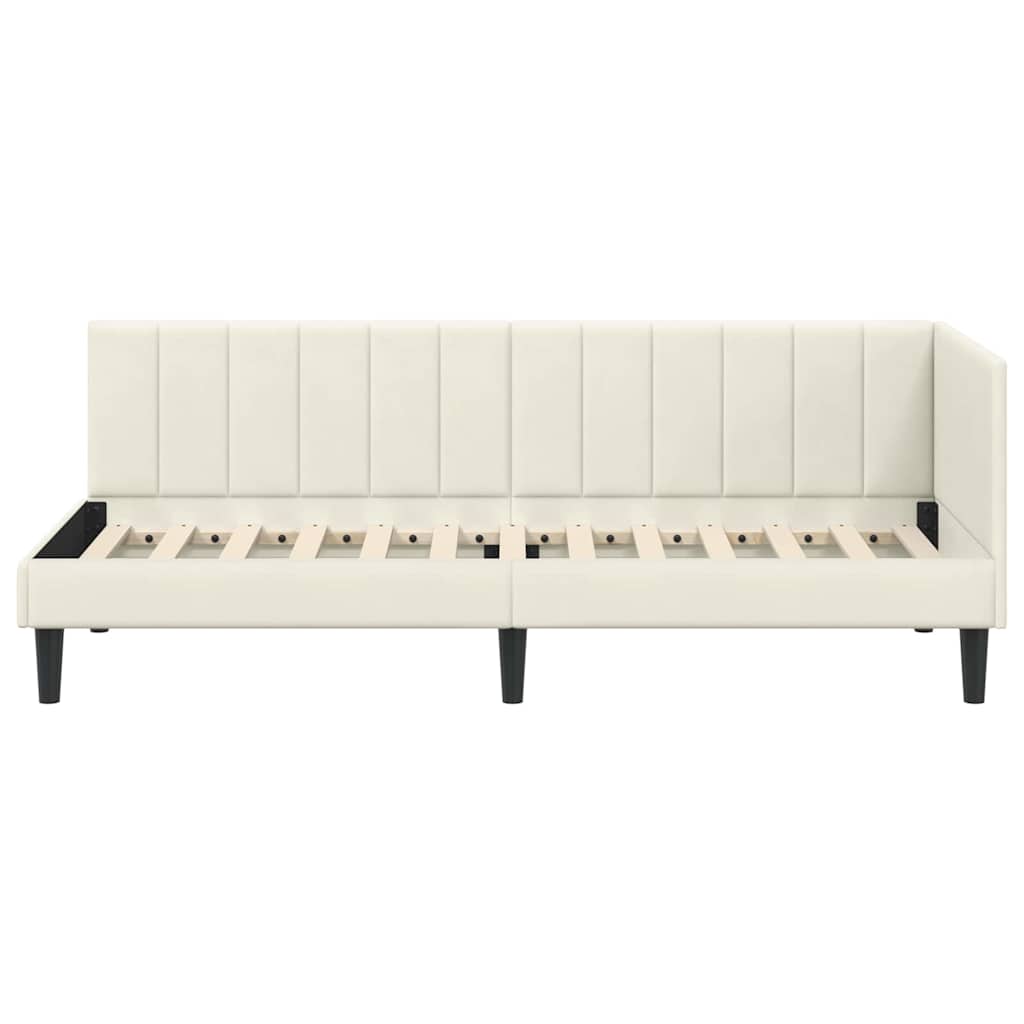 vidaXL Cadru de pat colțar cu headboard Crem 80 cm x 200 cm Catifea