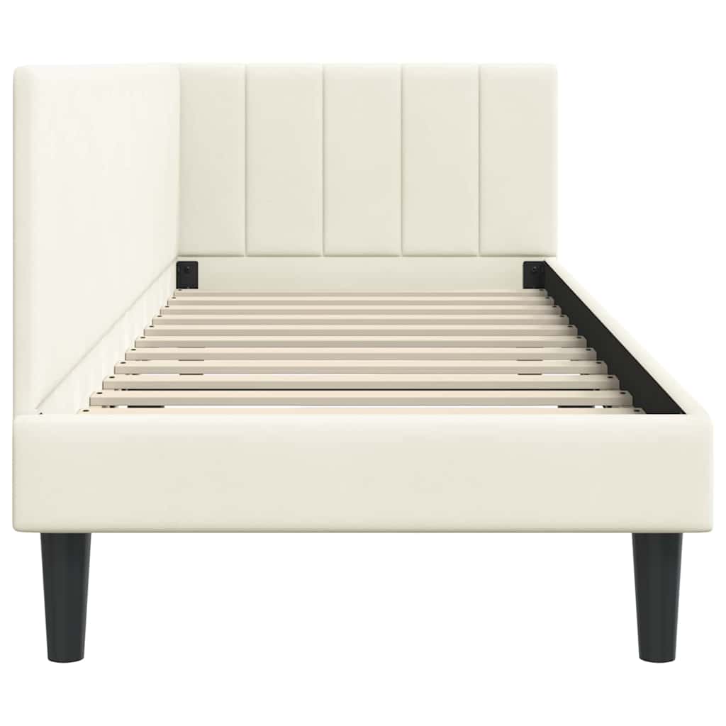 vidaXL Cadru de pat colțar cu headboard Crem 80 cm x 200 cm Catifea