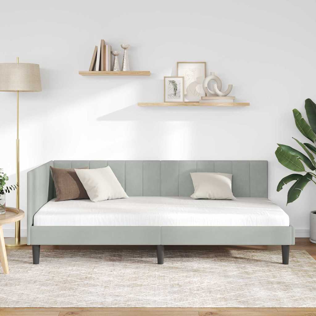 vidaXL Cadru de pat colțar Gri deschis 100 cm x 200 cm Catifea