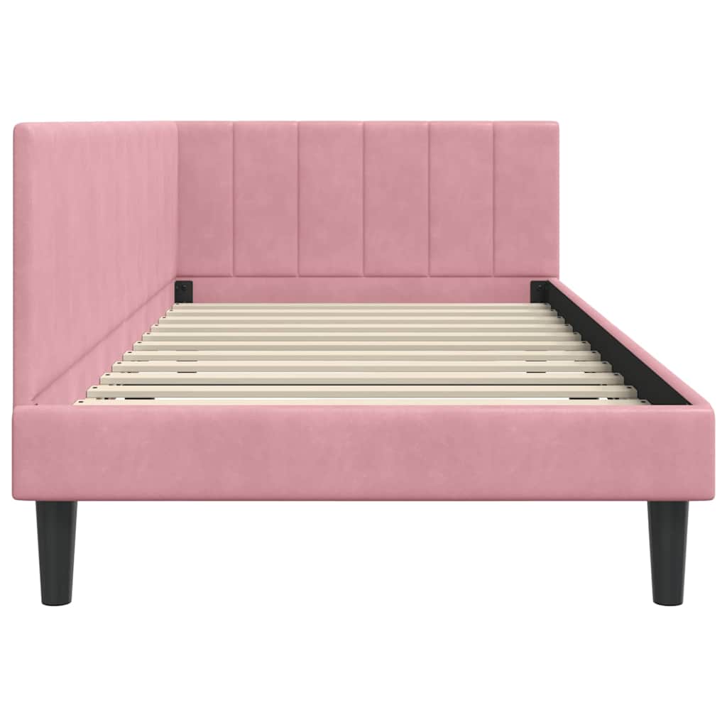 vidaXL Cadru de pat colțar cu headboard Roz 100 cm x 200 cm Catifea