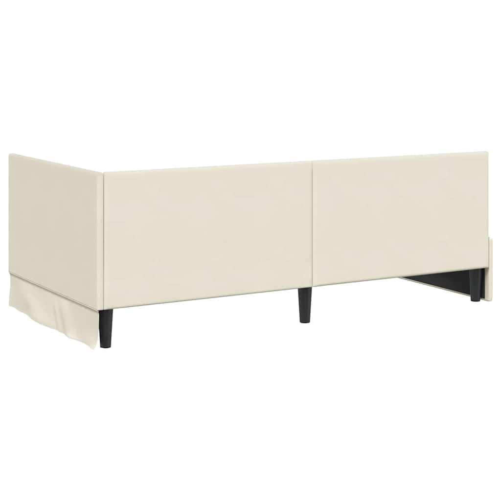 vidaXL Cadru de pat colțar cu headboard Crem 90 cm x 190 cm Catifea