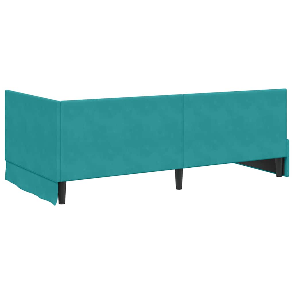 vidaXL Cadru de pat colțar cu headboard Turcoaz 90 cm x 200 cm Catifea