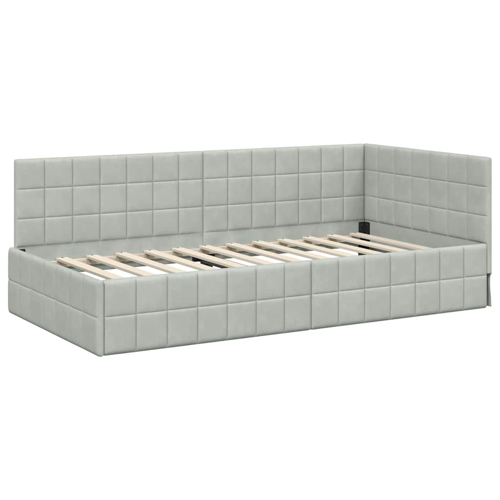 vidaXL Cadru de pat colțar Gri deschis 100 cm x 200 cm Catifea