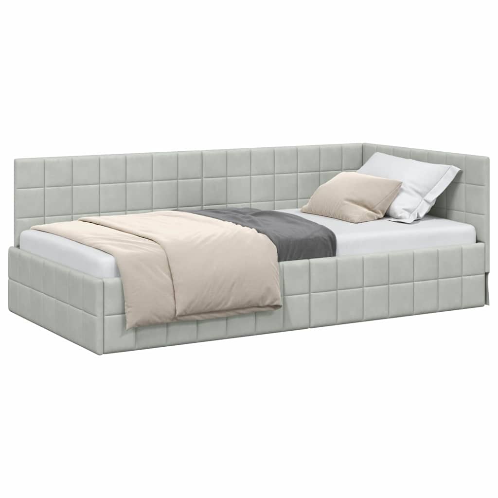 vidaXL Cadru de pat colțar Gri deschis 100 cm x 200 cm Catifea