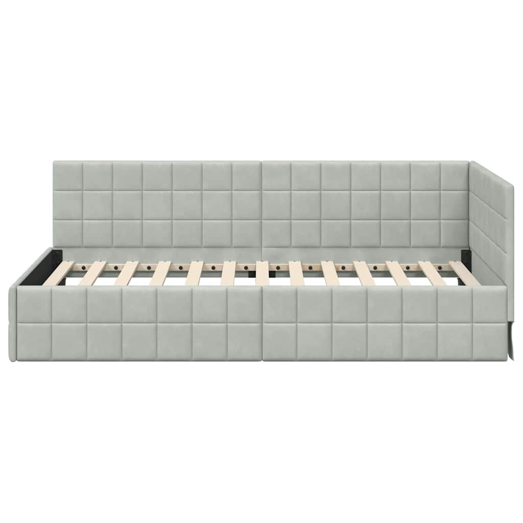 vidaXL Cadru de pat colțar Gri deschis 100 cm x 200 cm Catifea