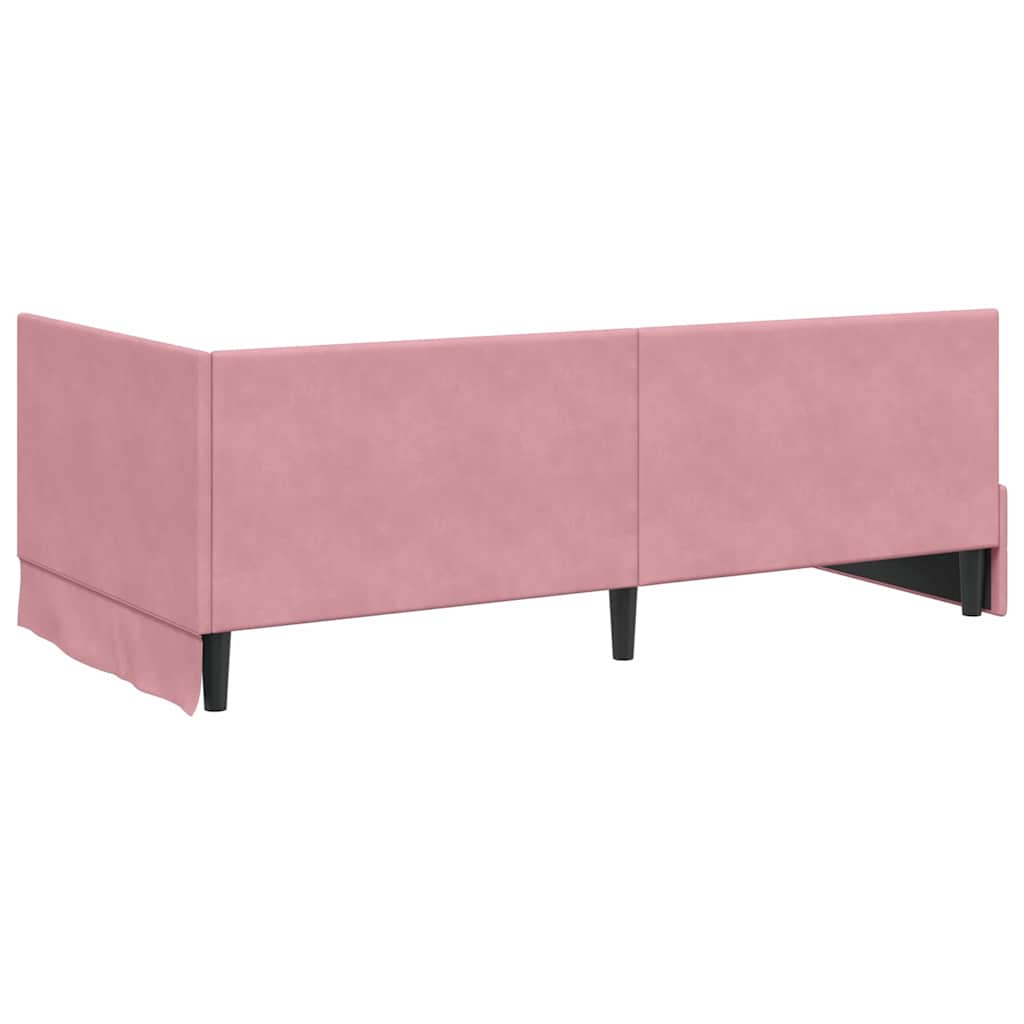 vidaXL Cadru de pat colțar cu headboard Roz 100 cm x 200 cm Catifea