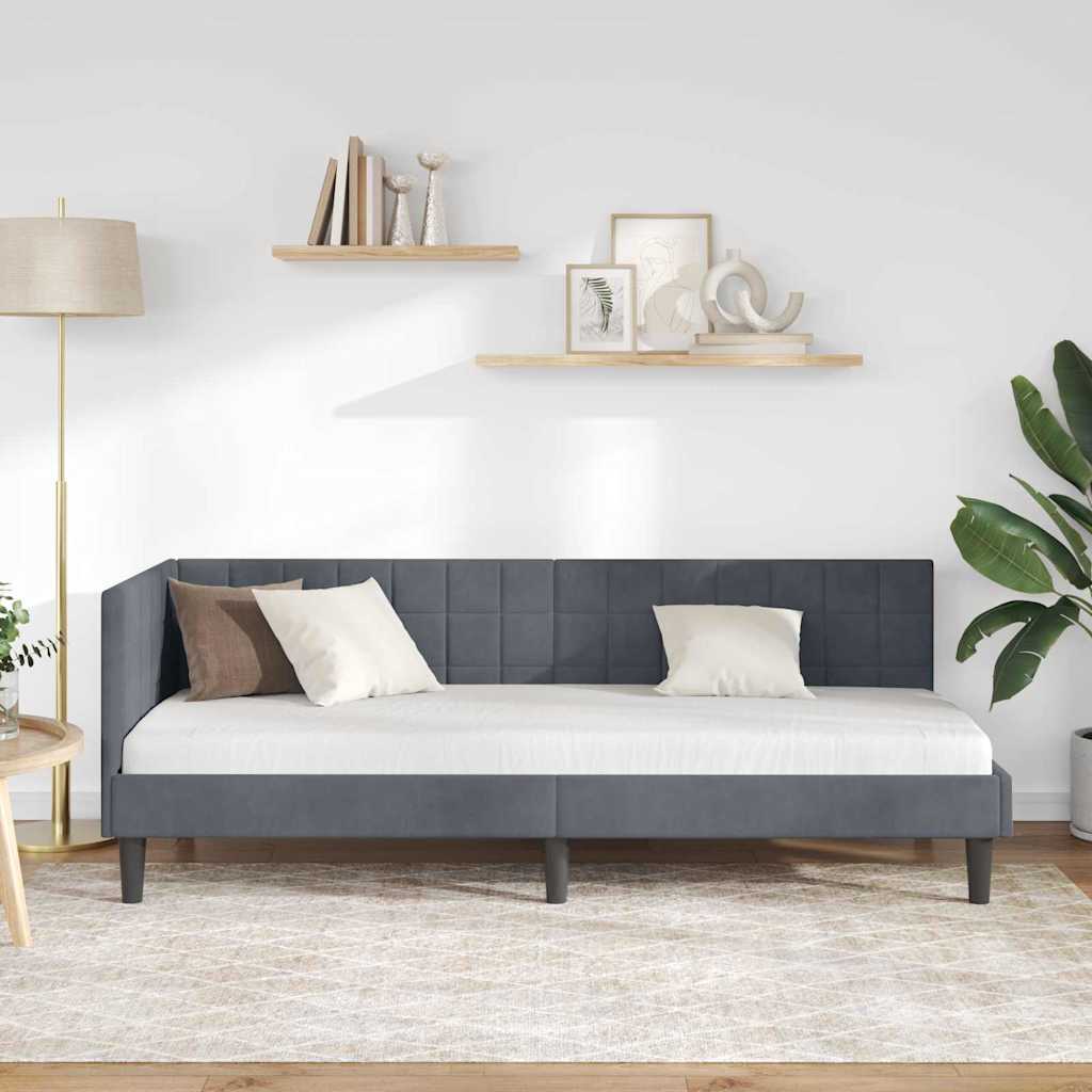 vidaXL Cadru de pat colțar Gri închis 80 cm x 200 cm Catifea