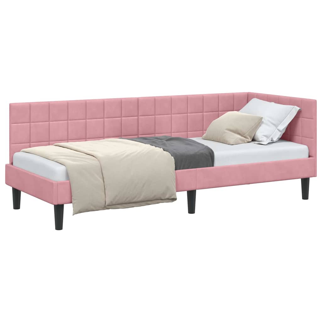 vidaXL Cadru de pat colțar cu headboard Roz 80 cm x 200 cm Catifea