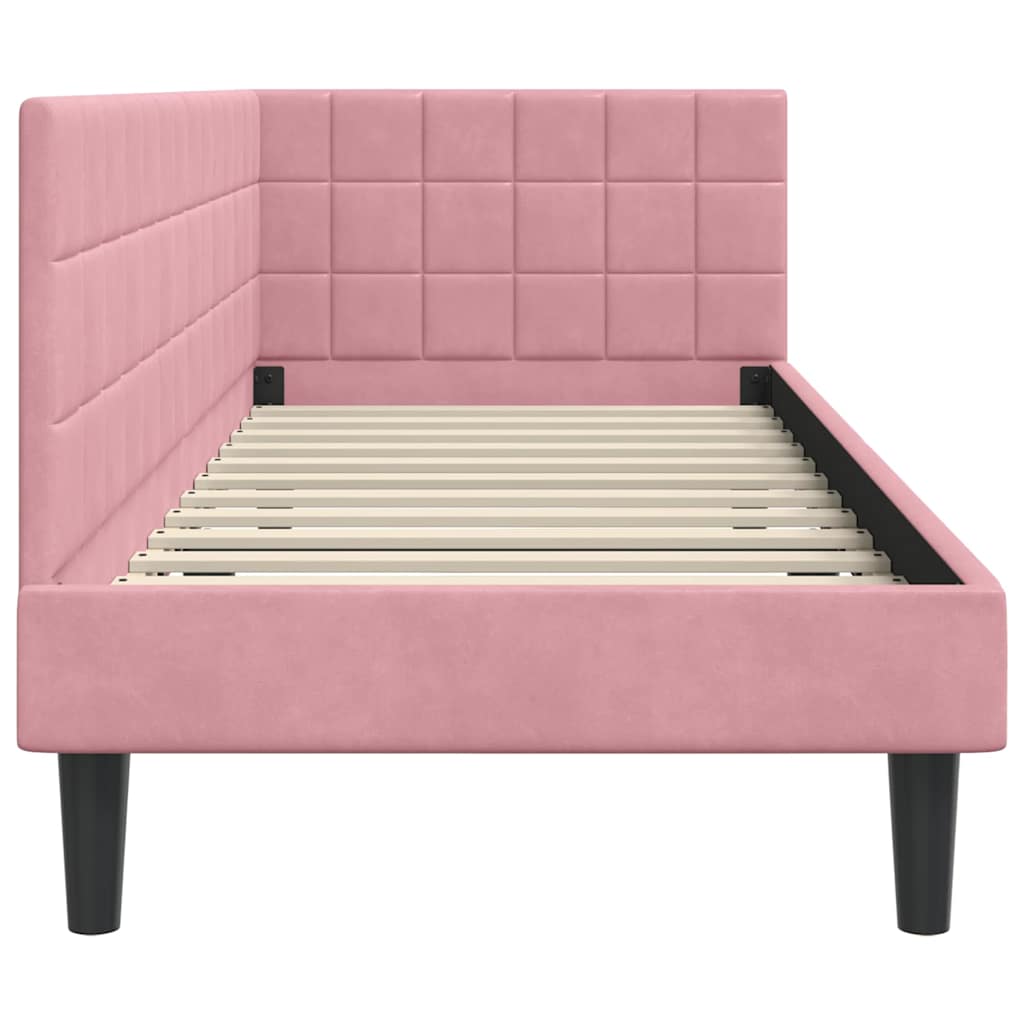 vidaXL Cadru de pat colțar cu headboard Roz 80 cm x 200 cm Catifea