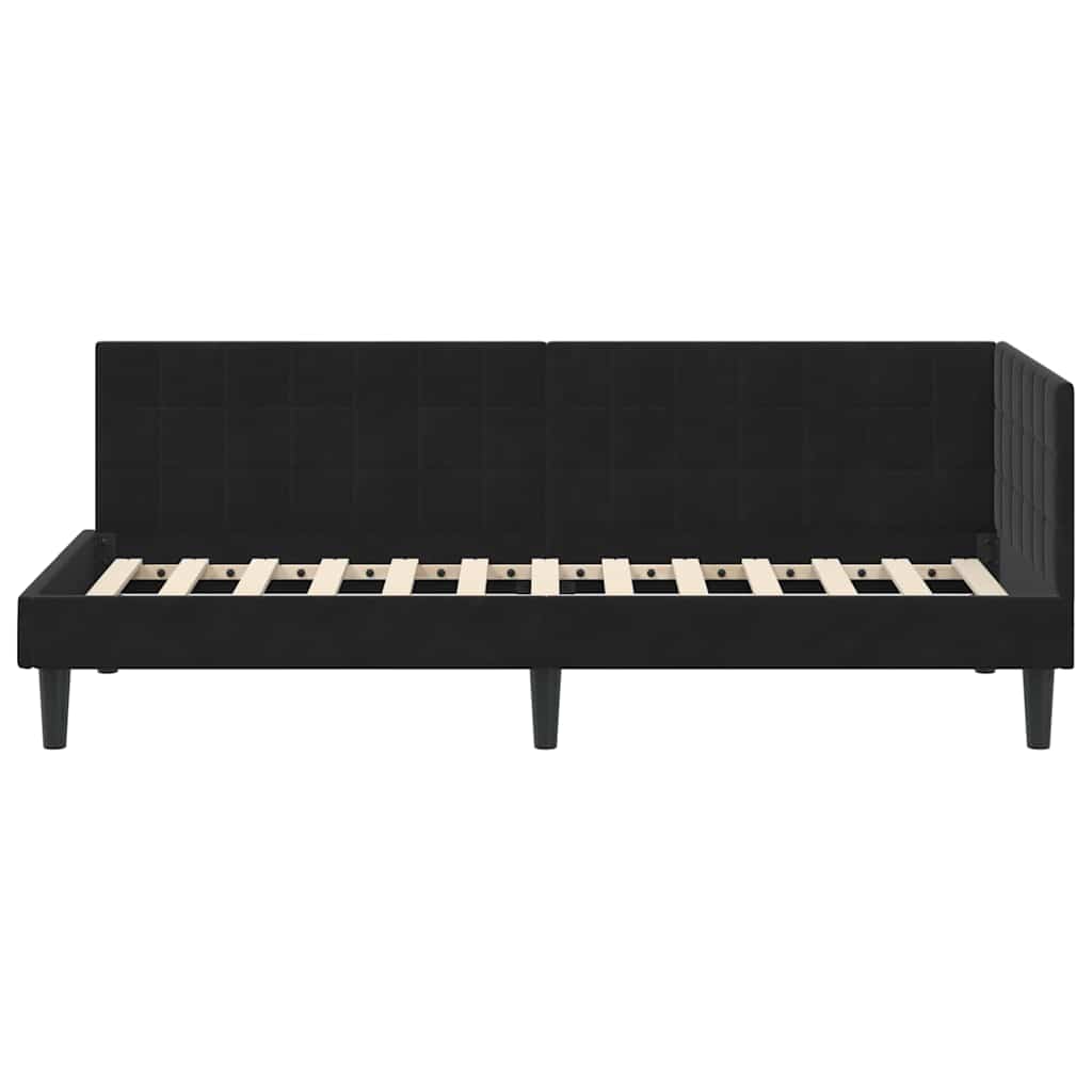 vidaXL Cadru de pat colțar cu headboard Negru 80 cm x 200 cm Catifea
