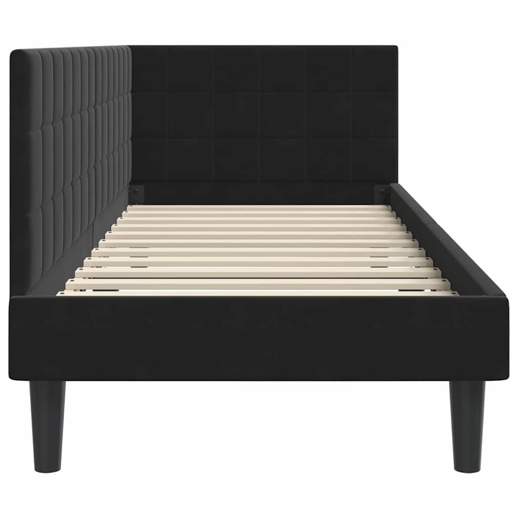 vidaXL Cadru de pat colțar cu headboard Negru 80 cm x 200 cm Catifea