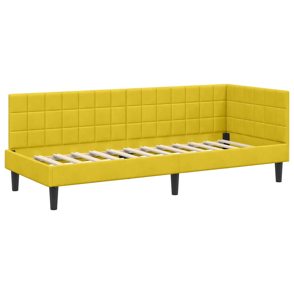 vidaXL Cadru de pat colțar cu headboard Galben 80 cm x 200 cm Catifea