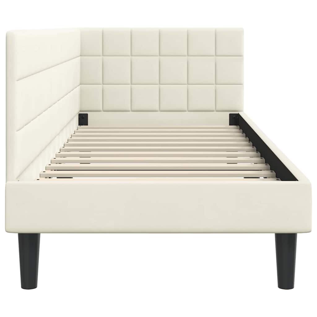 vidaXL Cadru de pat colțar cu headboard Crem 80 cm x 200 cm Catifea
