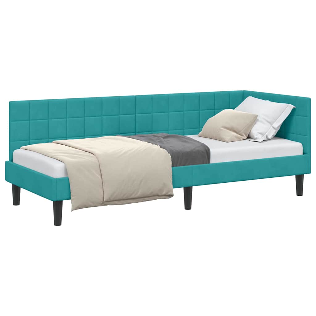 vidaXL Cadru de pat colțar cu headboard Turcoaz 80 cm x 200 cm Catifea