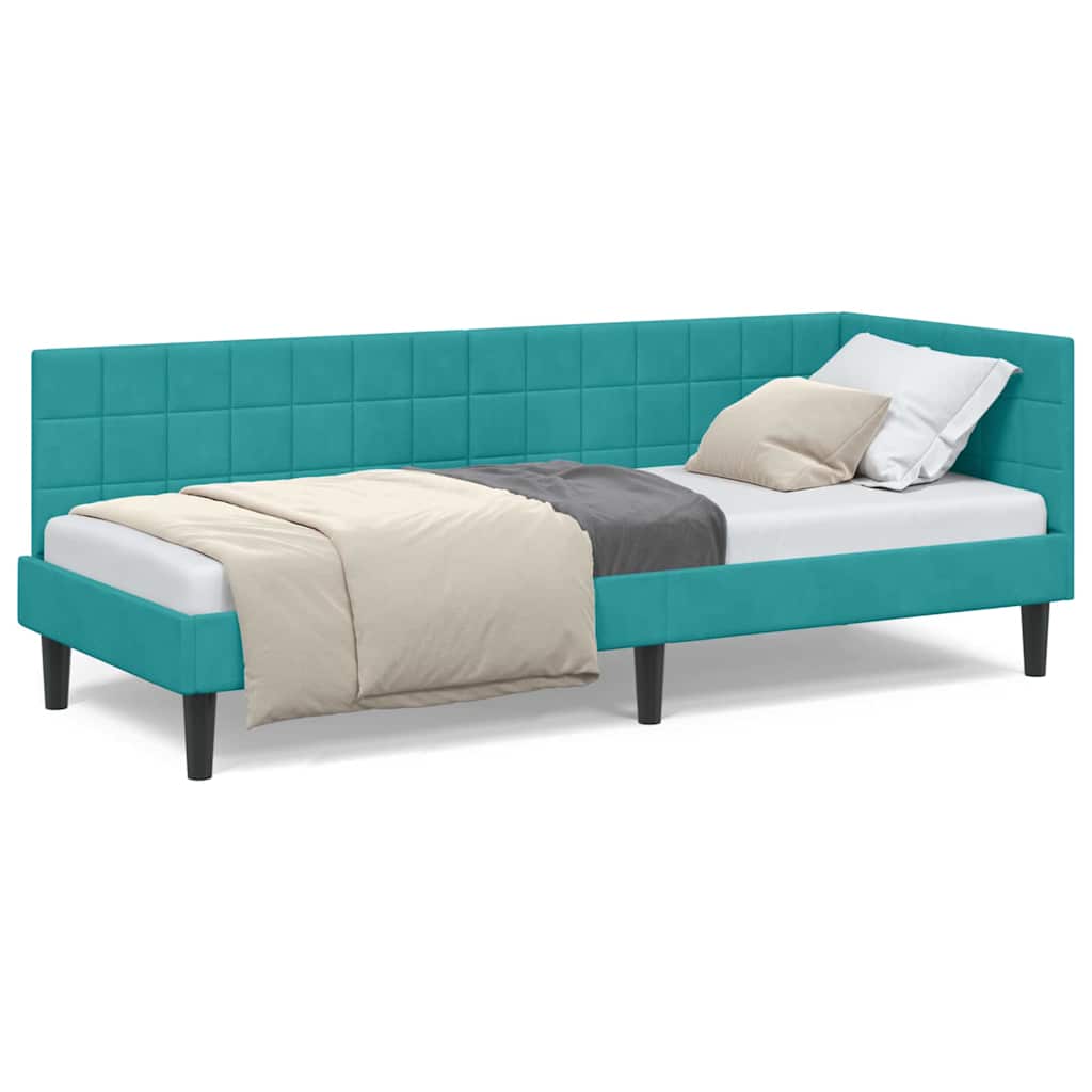 vidaXL Cadru de pat colțar cu headboard Turcoaz 80 cm x 200 cm Catifea