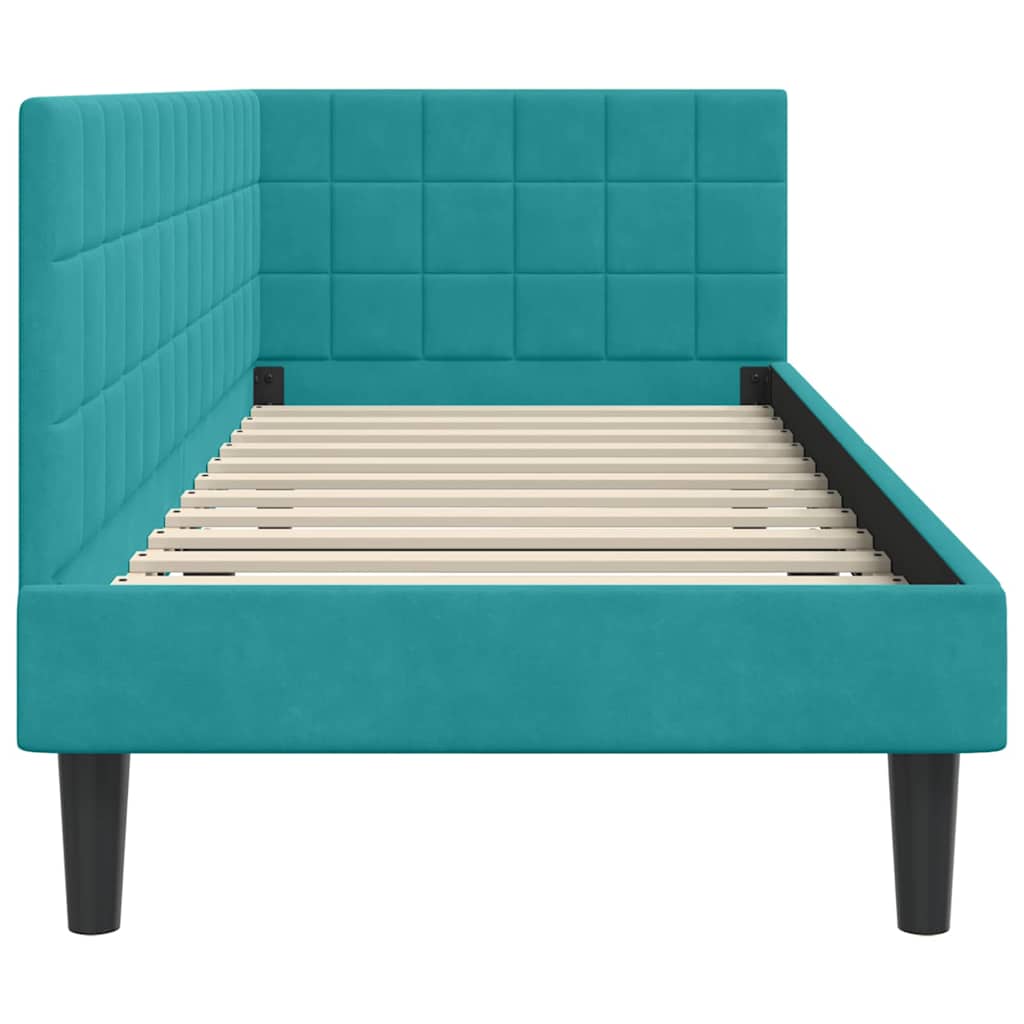 vidaXL Cadru de pat colțar cu headboard Turcoaz 80 cm x 200 cm Catifea